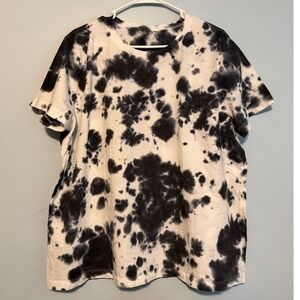 Activ8 Women's XXL Tie Dye T-Shirt Black White Crew Neck Short Sleeve 1904